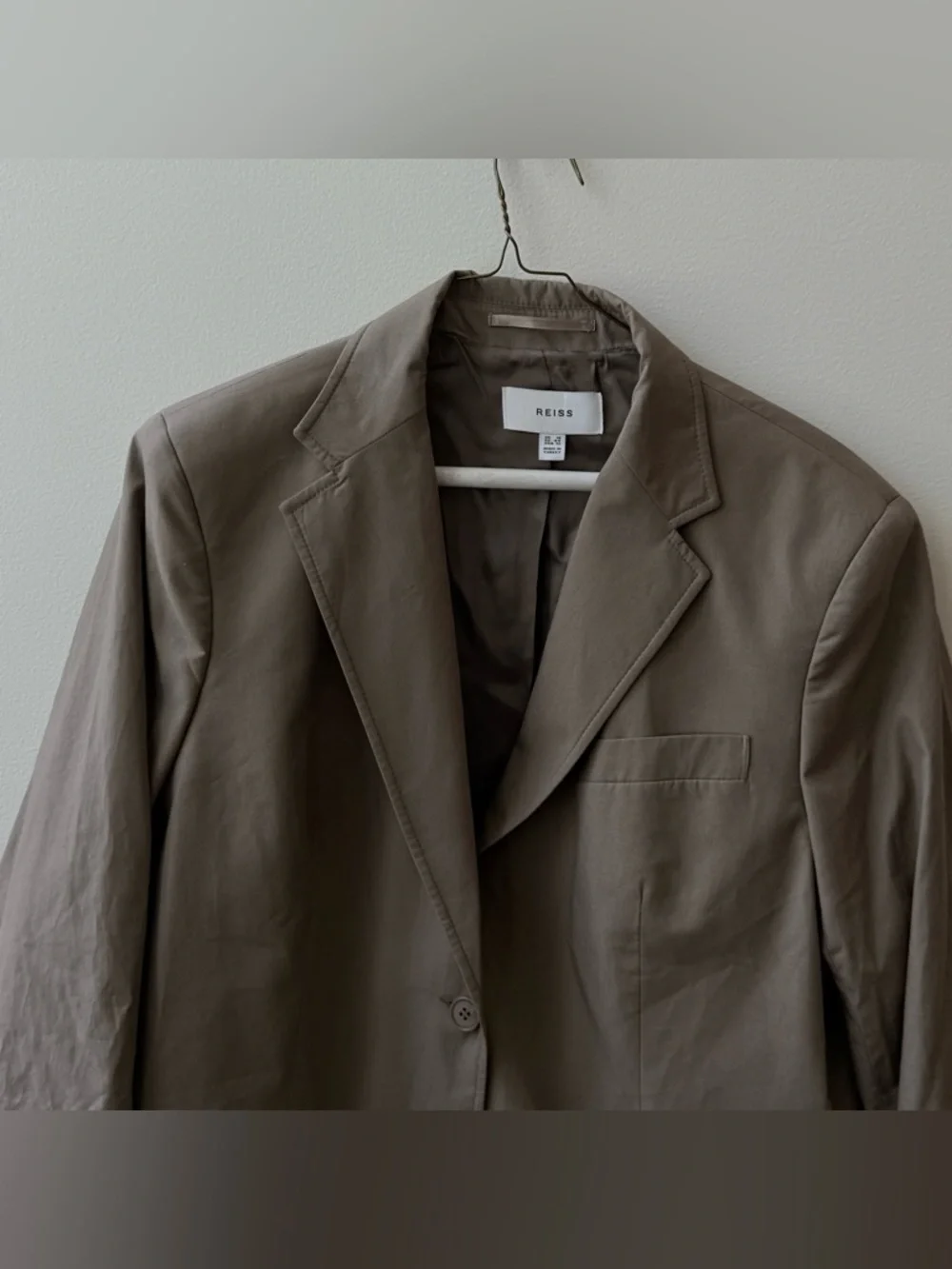 REISS Hope Single Breasted‎ Cotton Blazer Taupe size 12